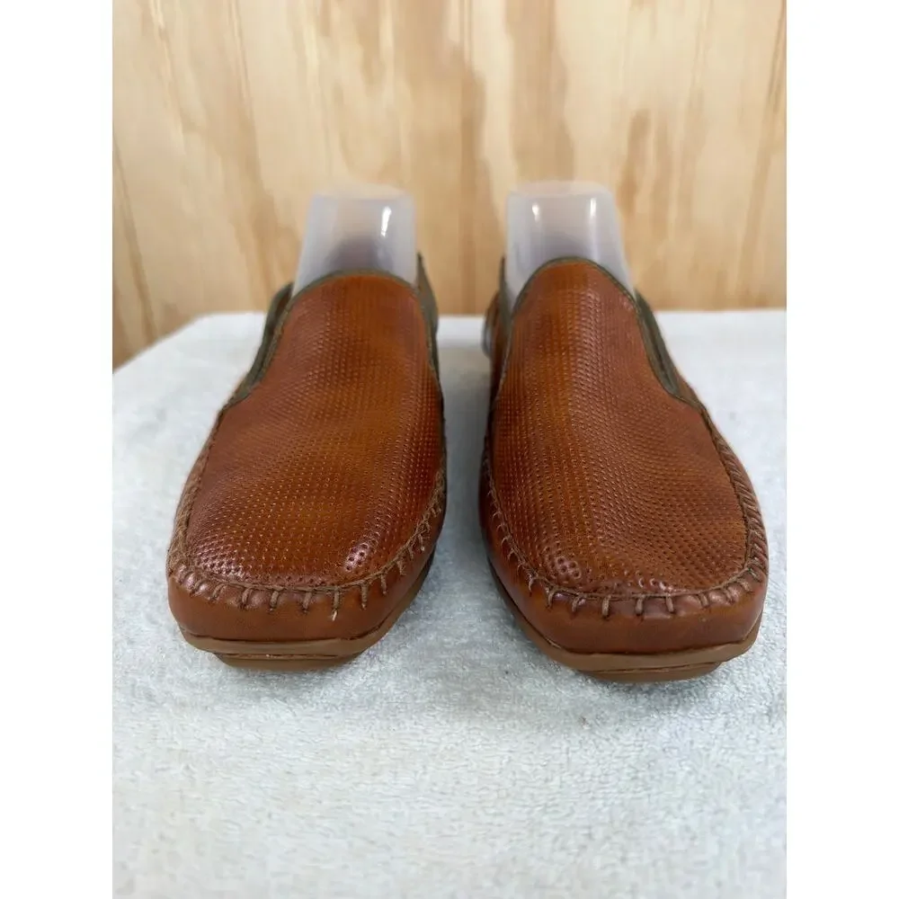 Pikolinos Conil Men's Perforated Leather Loafers Brandy Brown Green EU42/US8.5